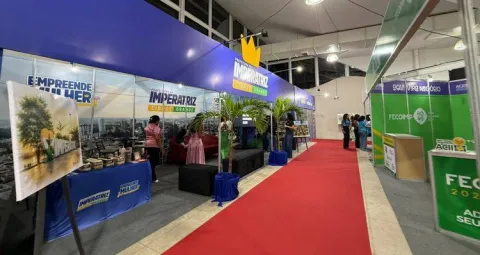 Estande da Prefeitura de Imperatriz ao lado do corredor da Fecoimp.